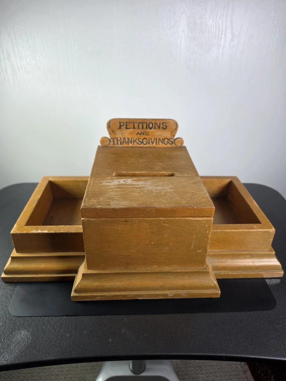 Wood Prayer Box with Side Trays - 'Petitions and Thanksgivings'